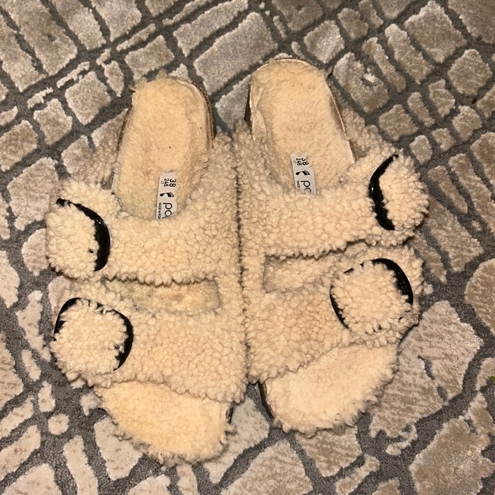 Papillio Arizona big buckle platform shearling sandals